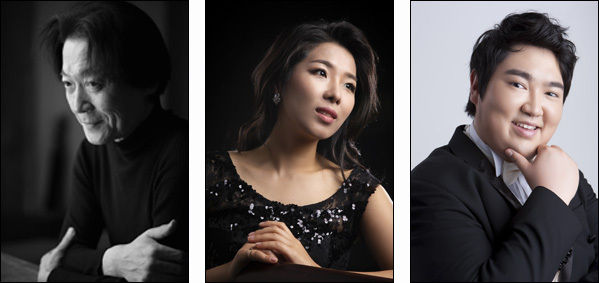 정치용 예술감독, 소프라노 김신혜, 데너 김승직(왼쪽부터)