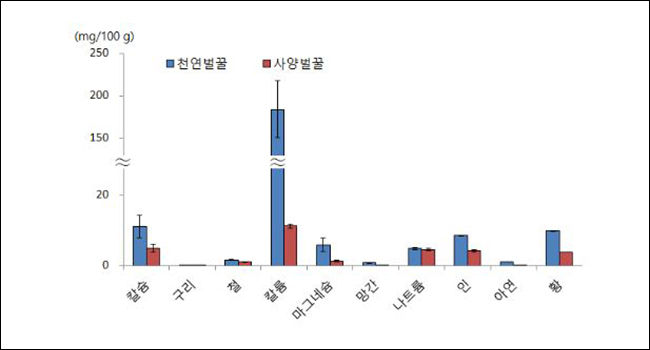 천연벌꿀과 사양벌꿀의 당류, 아미노산, 무기질 함량