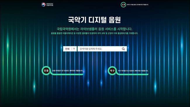 국립국악원, 국악기디지털음원 누리집