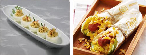생햄달걀보트(왼쪽), 체다치즈소시지랩