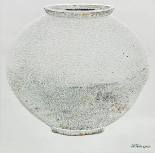 반추-달항아리, 81x81cm, 백자도판1330도환원소성, 2019