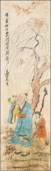 인삼을 든 신선도(神仙圖)(사진 출처: 영주인삼박물관)