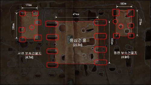 건물터1 : 역품(品자)형 건물터