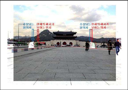 사진합성을 통한 해치상의 위치 추정 (사례)