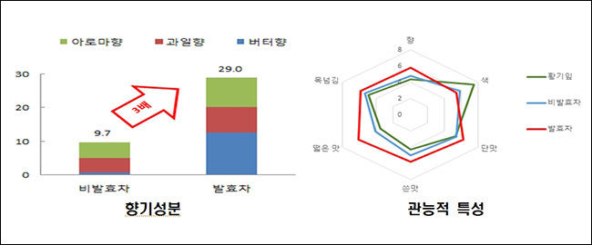 황기 잎 발효차의 풍미증진 효과