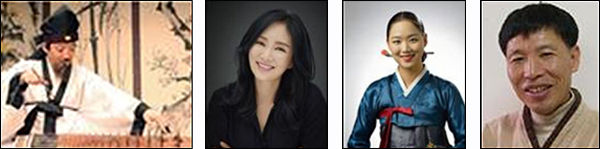 출연자 거문고산조 남현우, 살풀이춤 양서윤, 판소리 이다연, 강연 사학자 신정일(왼쪽부터)