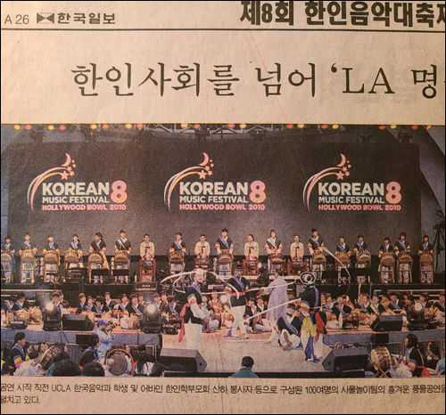 매년 할리웃볼 에서 열리는 한국음악축제 에 참가한 김동석 교수가 지휘 하는 청소년연합 사물노리팀(공연 참여인원 150여 명)