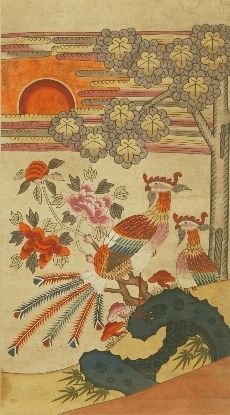 봉황도(鳳凰圖), 세로 100cm, 가로 56cm, 국립민속박물관