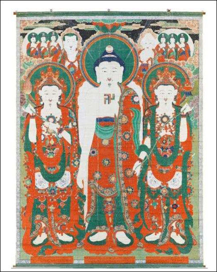 보물 제2110호 고성 옥천사 영산회 괘불도 및 함 - 괘불도