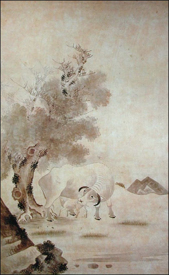 우도(牛圖), 김식(金埴, 1579~1662), 17세기, 종이에 담채, 98.7×57.6cm, 국립중앙박물관