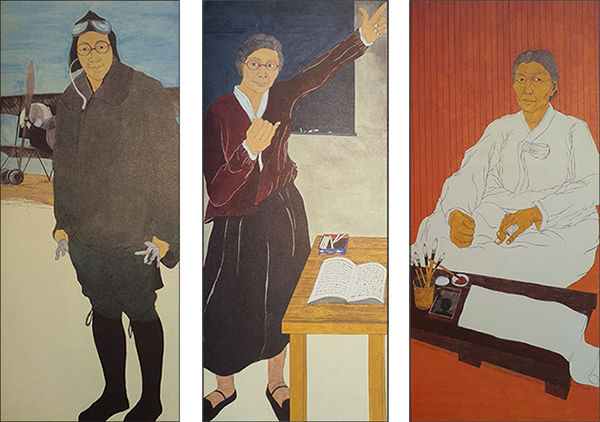 권기옥, 김마리아, 남자현 지사(왼쪽부터) 윤석남 그림