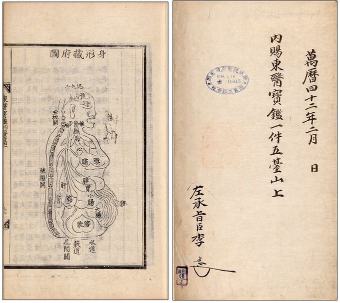 『동의보감』신형장부도(身形藏府圖), 내사기(內賜記)