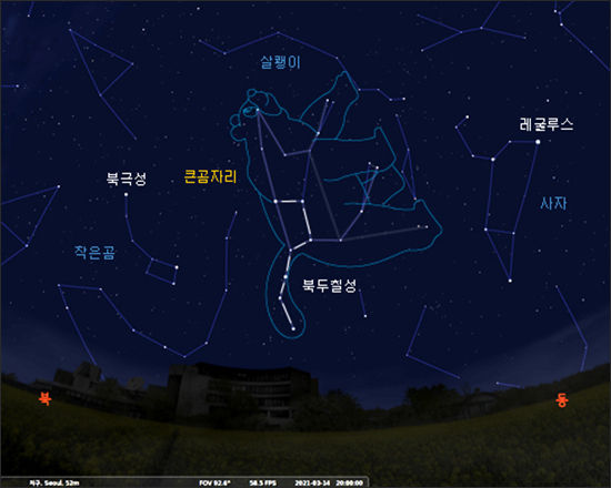 북동쪽의 밤하늘/ Ⓒ 스텔라리움, 천문우주기획