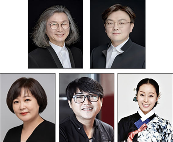 예술감독 | 김성진, 지휘 | 이승훤(윗줄 왼쪽부터) / 해설┃이금희, 정오의 앙상블┃‘쉼’ 위촉 작곡 김백찬, 소리 협연┃박애리(아랫줄 왼쪽부터)