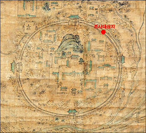 상주성도(1827~1870) 중 상주읍성 부분(고 강주진 소장본)