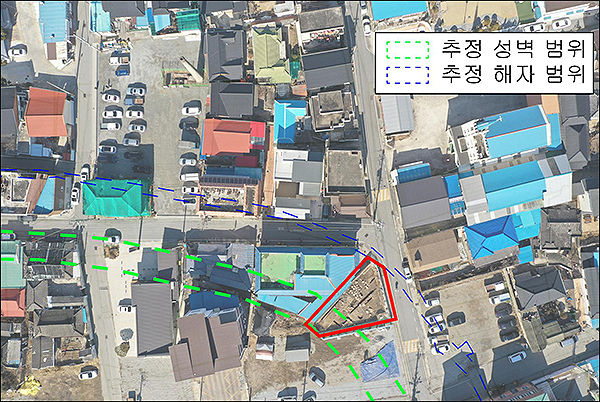 조사대상지 위치와 상주읍성 추정 성벽ㆍ해자 범위