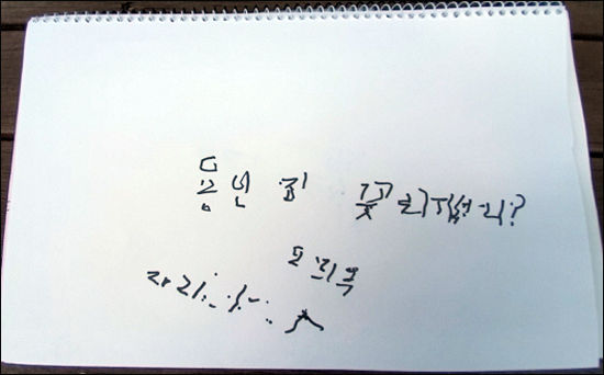 용인집 꽃은 피었니? 라고 쓴 오희옥 지사 글씨, 2021.5.5. 오희옥 이라고 날짜와 이름을 잊지 않았다. 