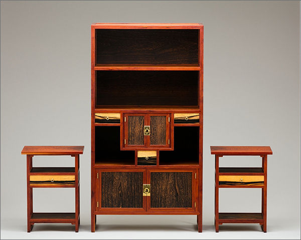 탁자장 세트, 참죽나무ㆍ먹감나무ㆍ오동나무, 탁자장 760 x 320 x 1420(mm), 협탁 410 x 310 x 560(mm)