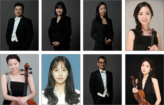 코리안심포니오케스트라 바이올린 이정일, 바이올린 김나정, 바이올린 이은정, 바이올린 차민정, 바이올린 김정, 비올라 이무열, 비올라 김나영, 첼로 이경진, 첼로 최혜인, 더블베이스 손치호(왼쪽부터 시계방향)