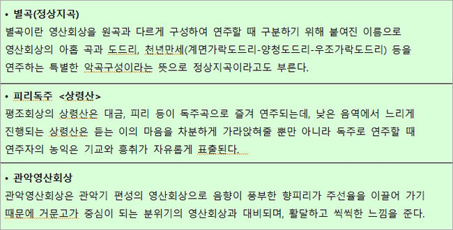 정악, 천년의 결이 숨쉬는 음악’ 작품 내용