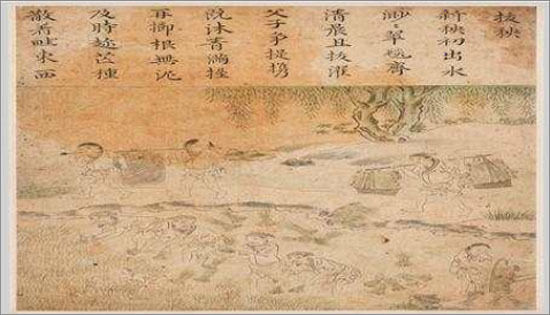 김홍도 ‘누숙경직도’ 중 모내기(출처:국립중앙박물관)