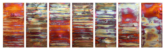 <일월화수목금토-노을, 120×60cm(7개), 동판에 홉합재료, 2021
