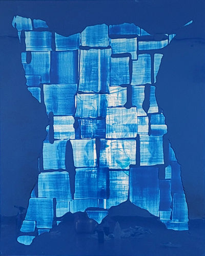 <블루월드>, 162cm×130cm, 캔버스에 혼합재료, 2020