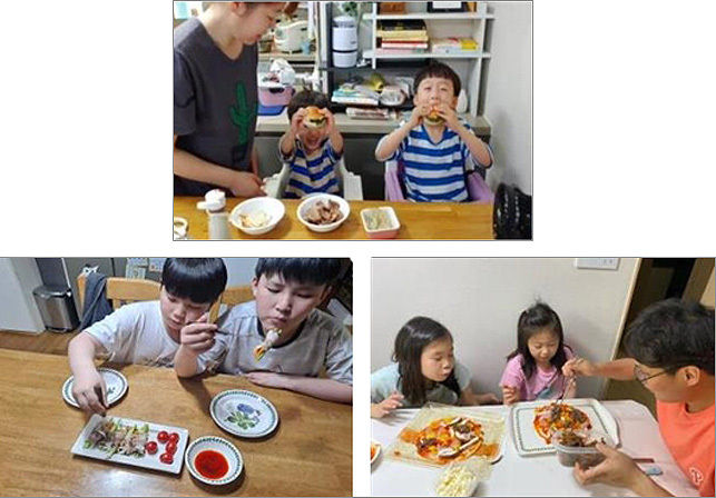 (대상) ‘아이들과 함께하는 수제 햄 샌드위치 만들기’(위), (우수상) ‘대패삼겹살 야채 돌돌 말이’(아래 왼쪽), (우수상) ‘음메~소불고기피자’