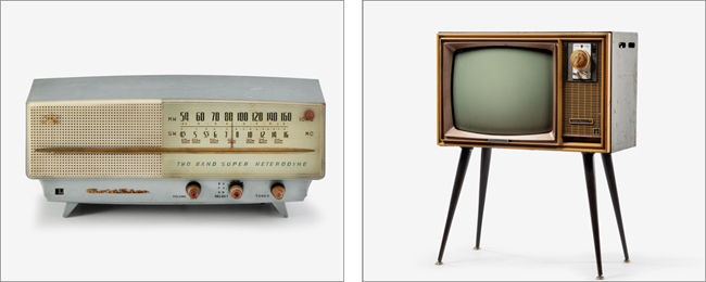 금성사 라디오(모델명 A-501, 1959)-왼쪽 / 금성사 텔레비전(모델명 VD-191, 1966)