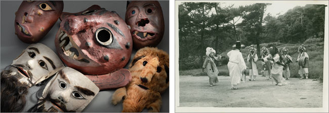 동래야류 탈 1940~60년대 / 동래야류 장면, 사진 1960년대, 정상박 기증