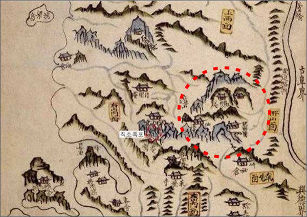 <부안유람도권(扶安遊覽圖卷)> 가운데 '우금암(禹金巖)', 강세황 , 조선 1770~1771