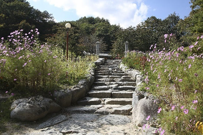 강원도 고성군 천년고찰 건봉사의 적멸보궁 오르는 돌계단(최우성 기자)