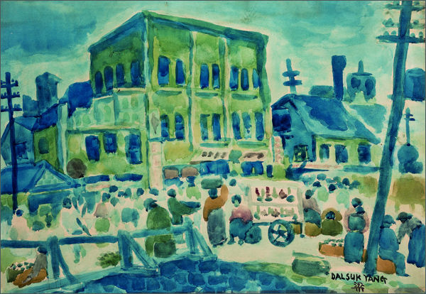 자갈치, 연도미상, 종이에 수채, 36×52cm, 개인 소장