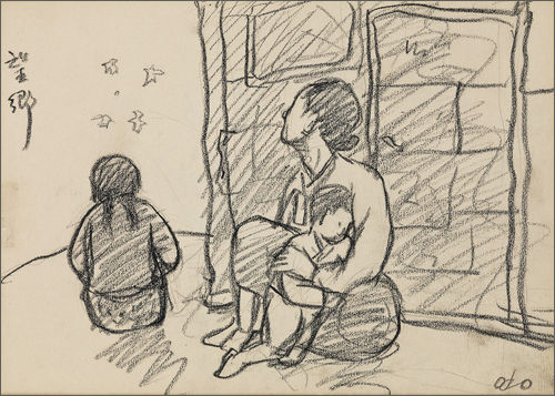 망향, 1950년대, 종이에 콩테, 20×28cm, 개인 소장