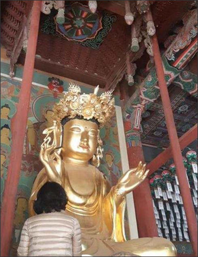 국보 <구례 화엄사 목조비로자나삼신불좌상(노사나불좌상)>, (불상 규모 참고 사진)