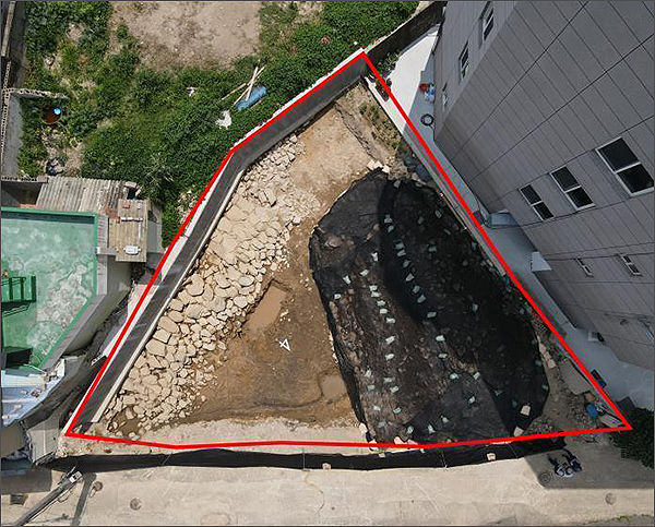 조사대상지 양산읍성 기저부 전경