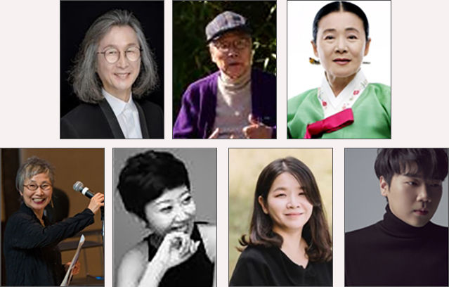 지휘ㆍ예술감독┃김성진, 글┃이어령, 판소리┃안숙선(윗줄 왼쪽부터) / 위촉 작곡┃나효신, 위촉 작곡┃우효원, 위촉 작곡┃최지혜, 테너┃존 노(아랫줄 왼쪽부터)