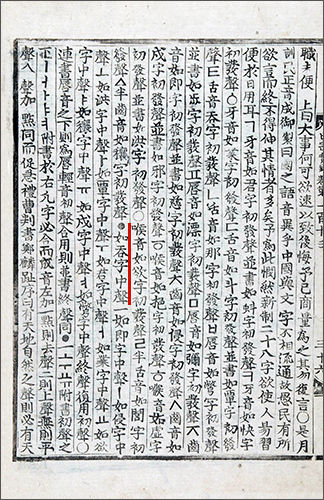‘삼킬 탄 자의 가운뎃소리와 같다. (如呑字中聲) - 《세종실록》 113권, 세종 28년(1446년) 9월 29일 기사