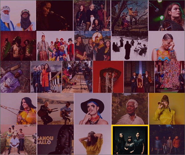 월드뮤직마켓 'WOMEX 2021'(Wolrd Music Expo, 워멕스) 무대에 초청된 음악가들 아랫쪽에 한국 뮤지션 '동양고주파'가 보인다.