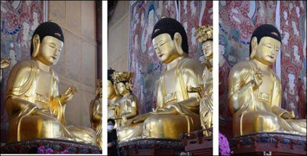 구례 화엄사 목조석가여래삼불좌상 측면
