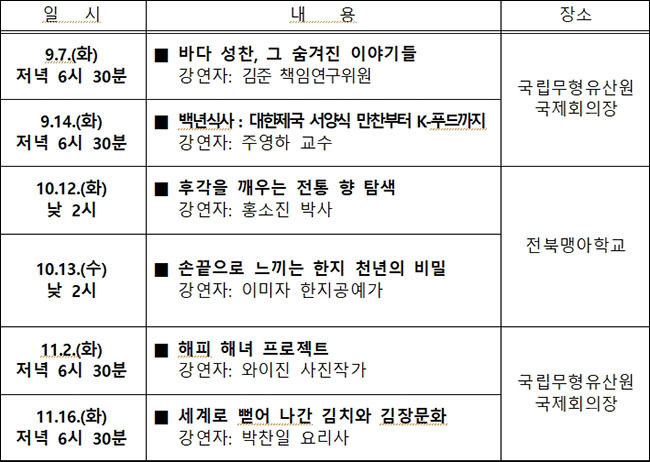 「책마루 인문학 강연」 일정표
