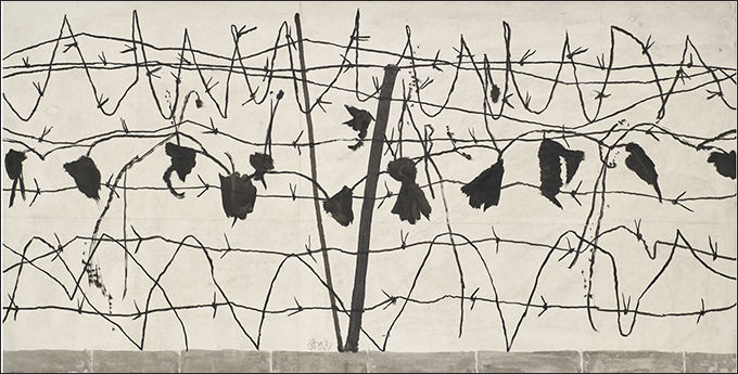 김선두 <음악>, 장지에 먹, 145×74cm, 2021