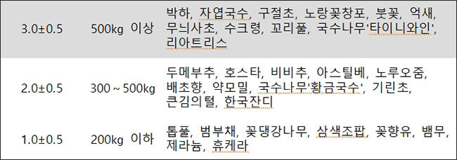 지피식물의 연간 탄소 흡수량
