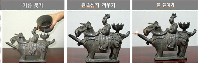 관솔심지 등잔실험