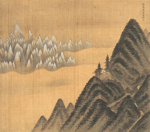 정선, 《신묘년풍악도첩》 가운데 <단발령에서 바라본 금강산>, 조선 1711년, 비단에 색, 34.3×39.0cm, 보물 제1875호