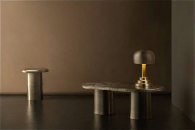<전승공예품 디자인개발 사업 ‘네핌 테이블(NEPIM TABLE)', '네핌 조명(NEPIM LIGHTING)' (국가무형문화재 유기장 보유자 이형근, 포스티크 아트디렉터 겸 작가 김재경)>