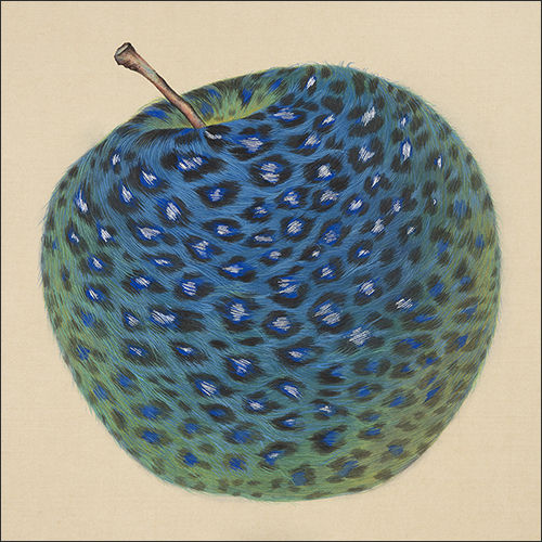 정해진_Leopard Apple Gold-03,50×50cm, Natural pigments, gold leaf on silk, 2021