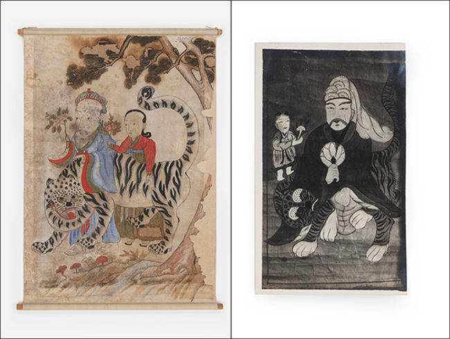 산신도(山神圖), 1890년대 (왼쪽) / 산신도 사진, 1930년대