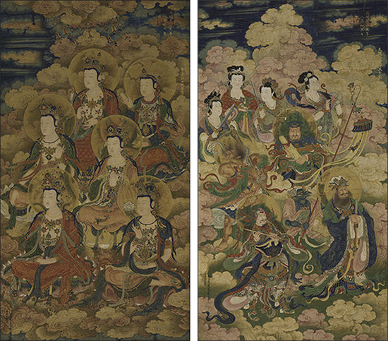수륙화(등각위십지보살 - 왼쪽), 수륙화(천룡팔부나찰녀중), 미국 클리블랜드미술관 *공개기간: ‘21.12.7.(화) - ’22.1.20.(목), ‘22.1.21.(금) - ’22.3.6.(일)