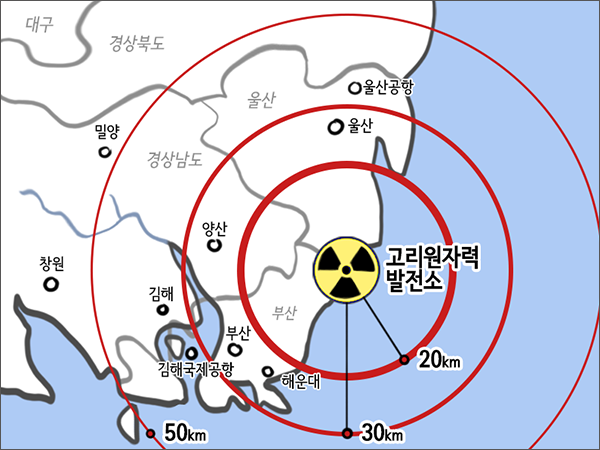 고리원전 30km 구역도